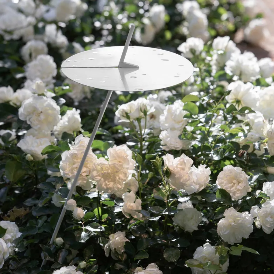 Garten-Stehlampe Aluminium Weiß Design mit Seerosenblatt - Cipriam Viadurini