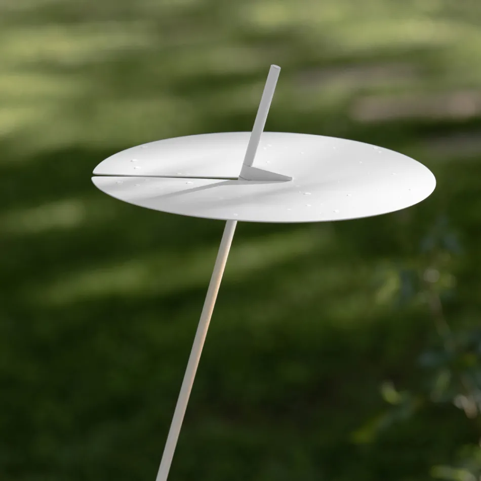 Garten-Stehlampe Aluminium Weiß Design mit Seerosenblatt - Cipriam Viadurini