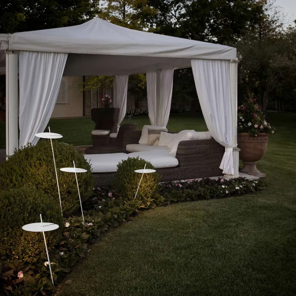 Garten-Stehlampe Aluminium Weiß Design mit Seerosenblatt - Cipriam Viadurini