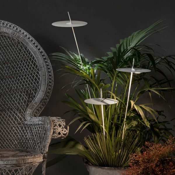 Garten-stehlampe aluminium weiß design mit seerosenblatt - cipriam