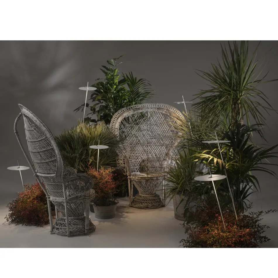 Garten-Stehlampe Aluminium Weiß Design mit Seerosenblatt - Cipriam Viadurini