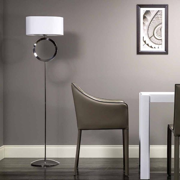 Stehlampe aus stahl mit weißem lampenschirm hmax 149,5cm moon
