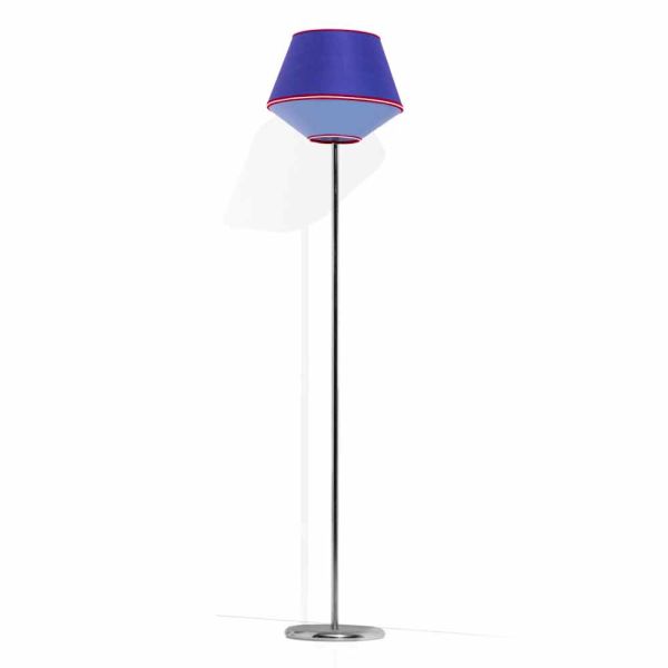 Stehlampe aus verchromtem metall mit stofflampenschirm made in italy - soja