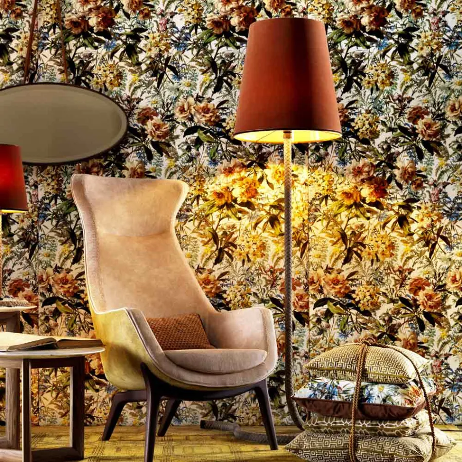 Stehlampe aus Metall und Stoff Grilli Snake made in Italy Viadurini