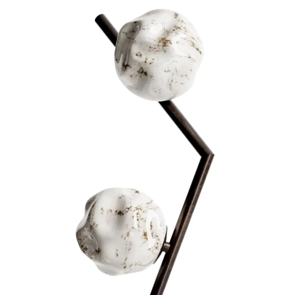 Stehlampe aus dunklem Messing und Steinglas, hergestellt in Italien – Bottega Viadurini
