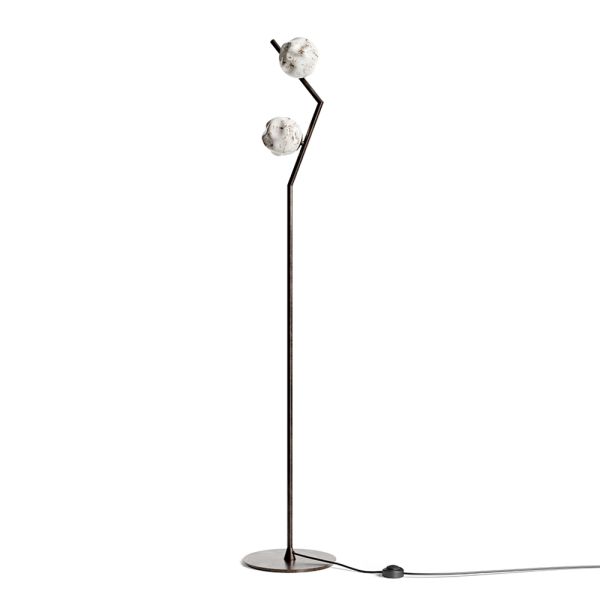Stehlampe aus dunklem messing und steinglas, hergestellt in italien – bottega