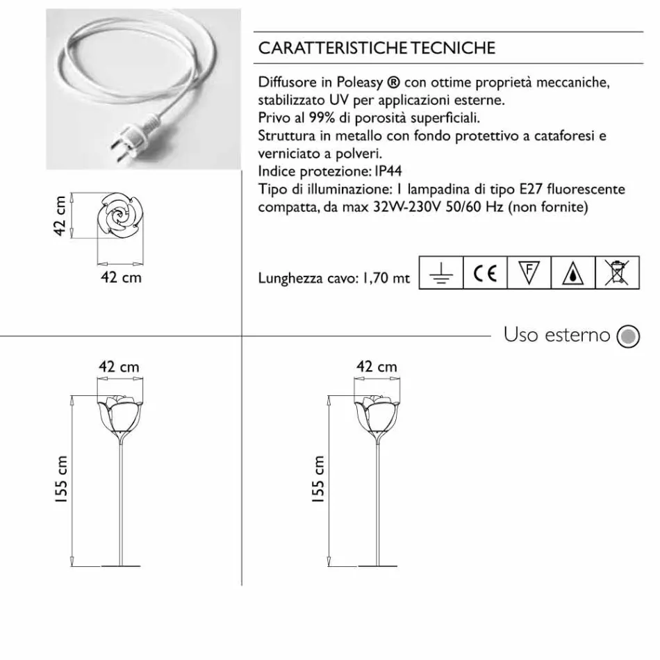 Flower Design Kunststoff Stehleuchte für den Außenbereich - Baby Love von Myyour Viadurini