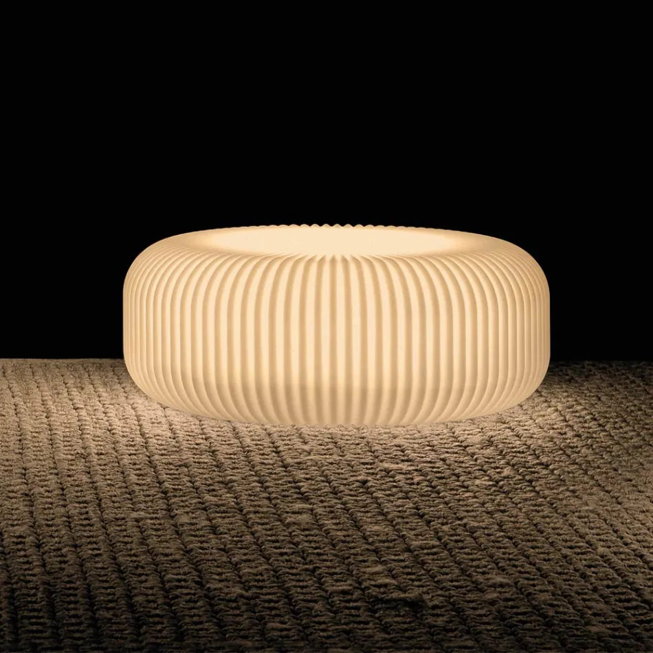 Alabasterfarbene Polyethylen-Stehleuchte für den Außenbereich, hergestellt in Italien - Disco Viadurini