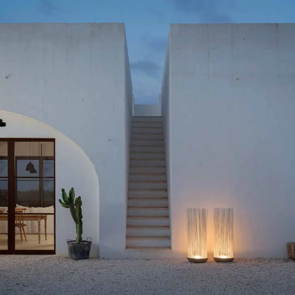 LED Stehleuchte aus grauem Technopolymer und weißen PVC-Stäben - Touch Viadurini