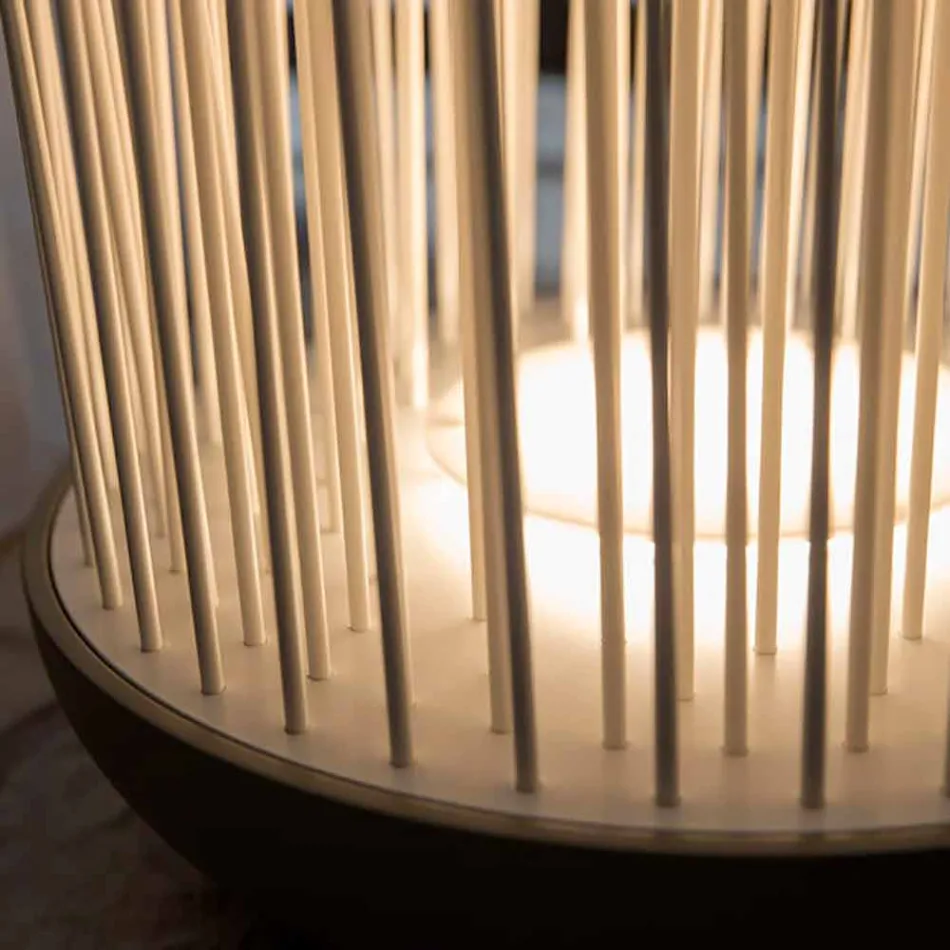 LED Stehleuchte aus grauem Technopolymer und weißen PVC-Stäben - Touch Viadurini