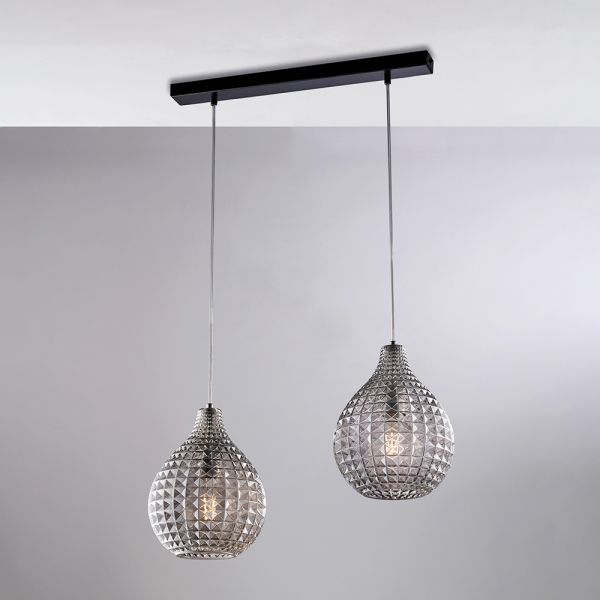 Atlas – designleuchte aus glas und metall mit anhängern in kristalloptik