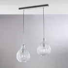 Atlas Glas-Metall-Design-Lampe mit Kristallanhängern Viadurini