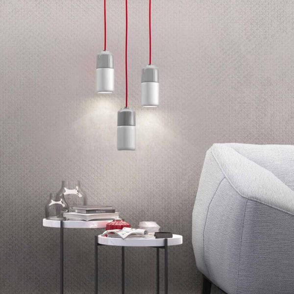 Pendelleuchte aus keramik und aluminium, hergestellt in italien, asien