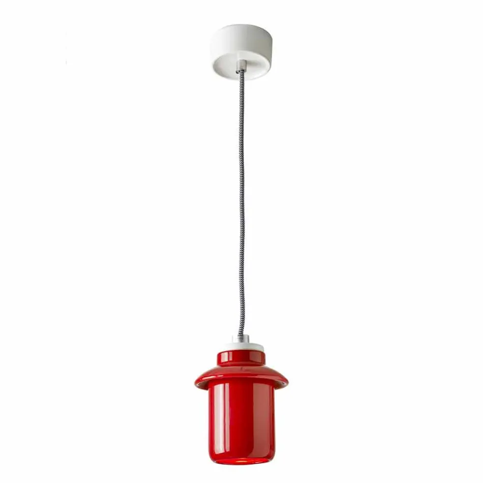 Designlampe aus roter Keramik, hergestellt in Italy Asia Viadurini