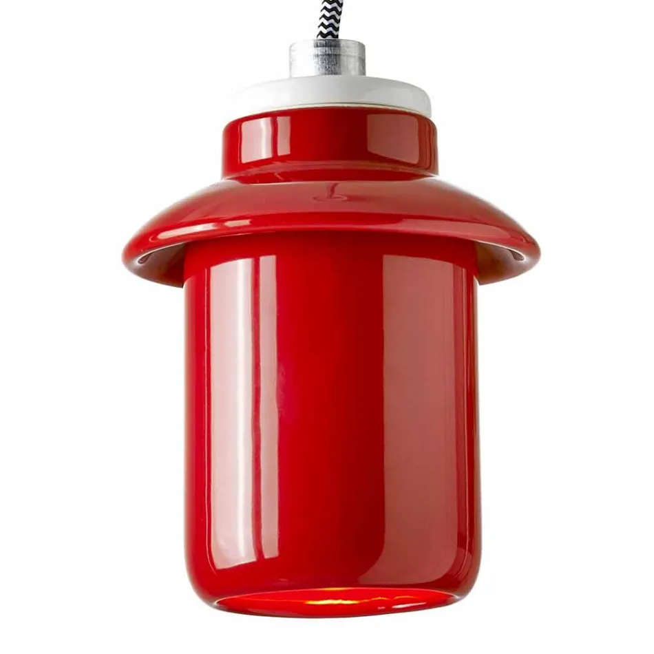Designlampe aus roter Keramik, hergestellt in Italy Asia Viadurini