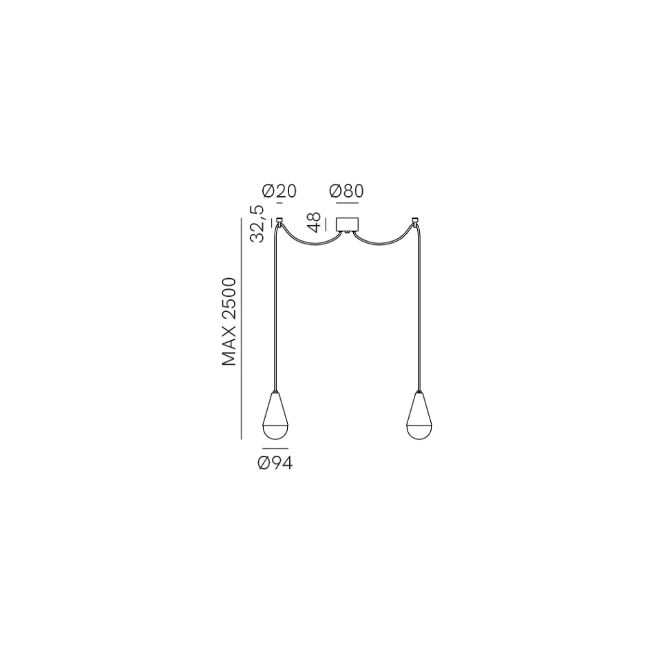 Doppelte Pendelleuchte aus Eisen und Glas, hergestellt in Italien – Cloudy Viadurini