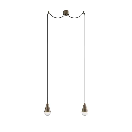 Doppelte Pendelleuchte aus Eisen und Glas, hergestellt in Italien – Cloudy Viadurini