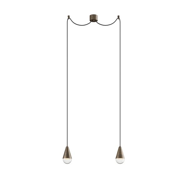 Doppelte pendelleuchte aus eisen und glas, hergestellt in italien – cloudy