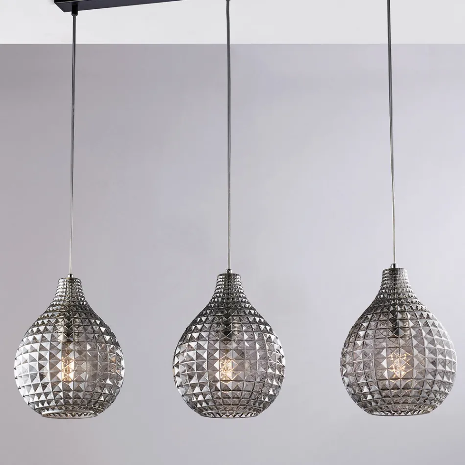 Elegante Lampe aus Glas und Metall, hergestellt in Italien für anspruchsvolle Interieurs – Atlas Viadurini