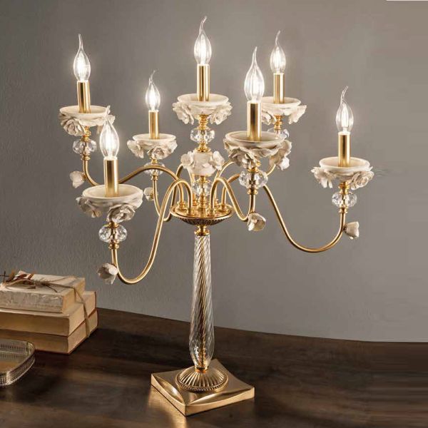 Flambeaux 7 lights klassische lampe aus porzellan und mundgeblasenem glas - eteria