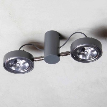 Aluminiumlampe mit 2 verstellbaren Lichtern Handgefertigt Made in Italy - Gemina