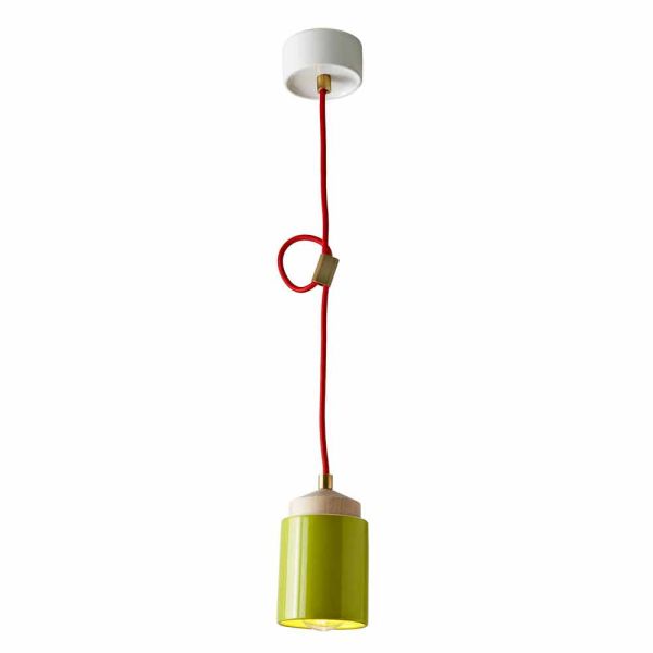 Lampe aus buchenholz und hängeleuchte aus keramik, hergestellt in italien, asien