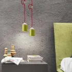 Lampe aus Buchenholz und Hängeleuchte aus Keramik, hergestellt in Italien, Asien Viadurini