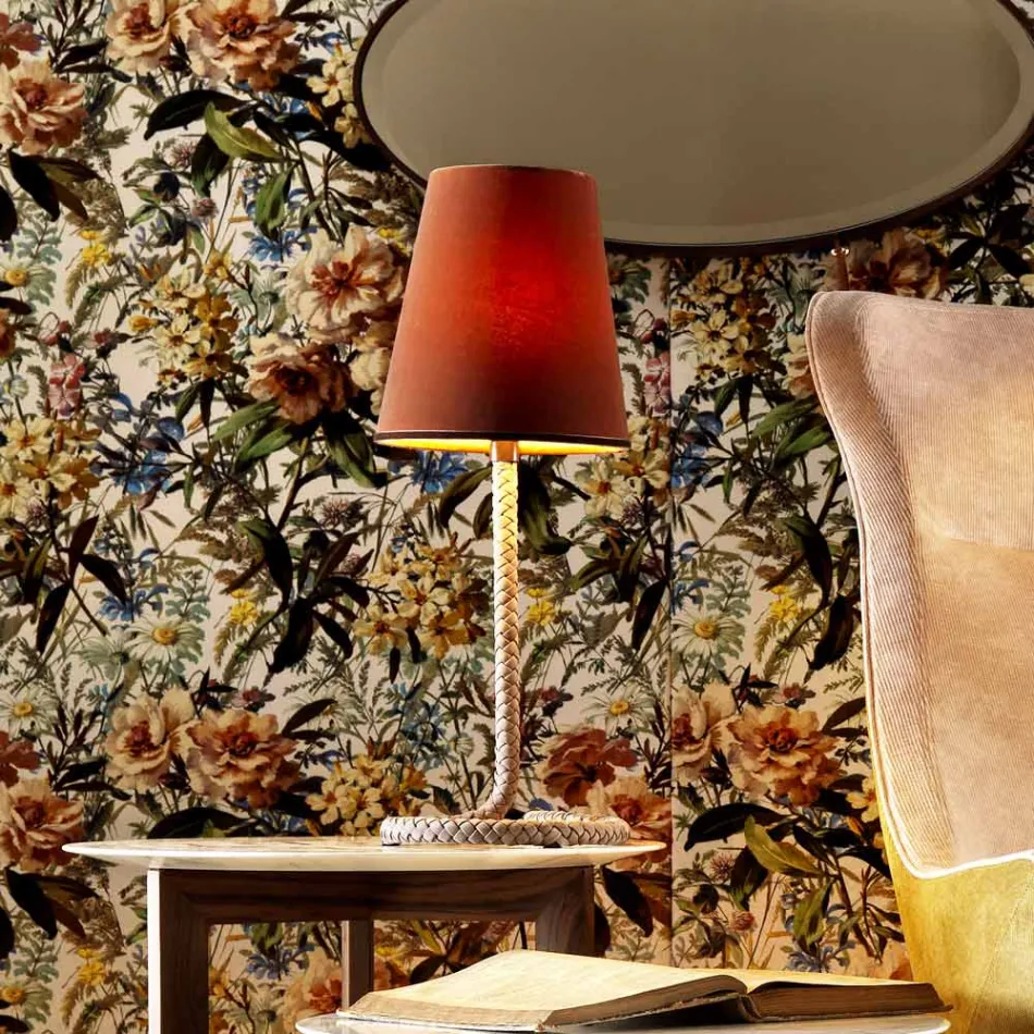 Tischlampe aus Stoff und Leder Grilli Snake in Italien hergestellt Viadurini