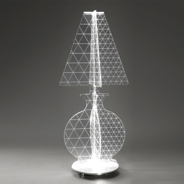 Moderne laserbeschriftete plexiglas-stehlampe 3 größen - raissa