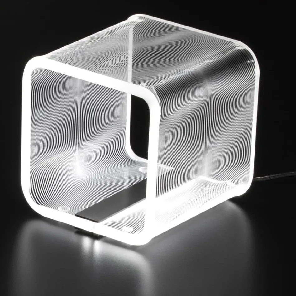 LED-Lampe in transparentem Acryl-Kristall-Laser-Dekor - Robiola Viadurini