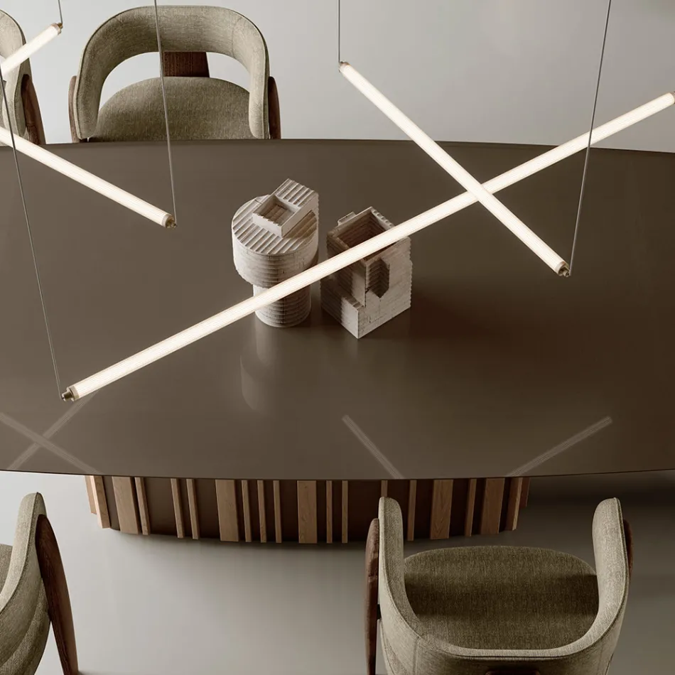 Moderne LED-Lampe aus geripptem Glas mit exklusivem Design, hergestellt in Italien - Lys Viadurini