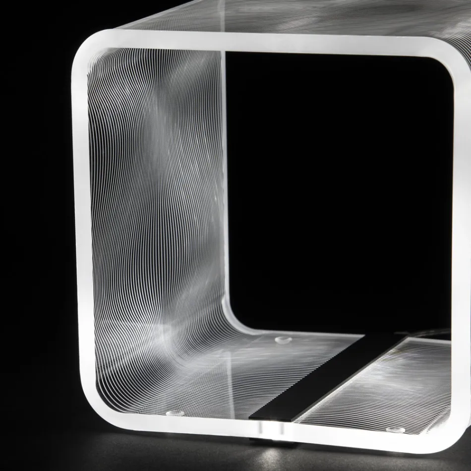 LED-Lampe Leuchtender transparenter Acryl-Couchtisch Laser-Dekor - Robiola Viadurini