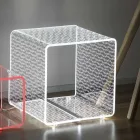 LED-Lampe Leuchtender transparenter Acryl-Couchtisch Laser-Dekor - Robiola Viadurini
