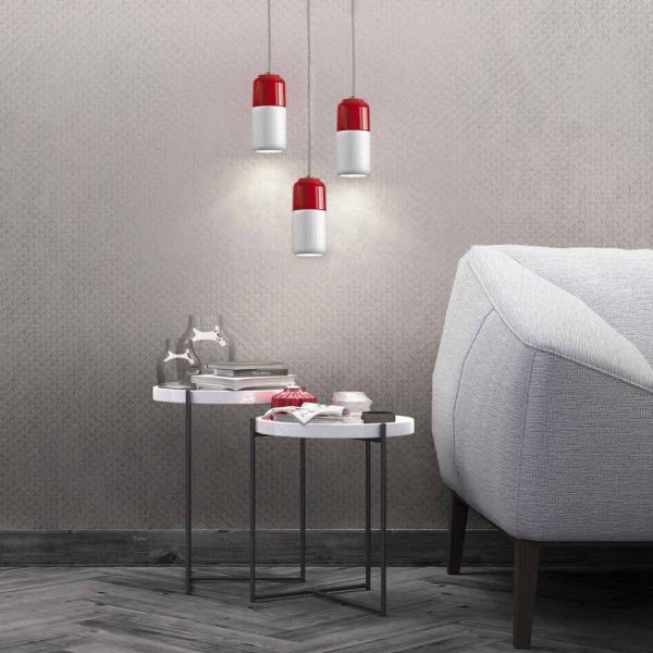 Moderne pendelleuchte aus zweifarbiger keramik in italien, asien