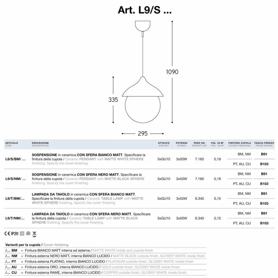 Moderne Lampe hängende Keramik Die Lustri 9 Viadurini