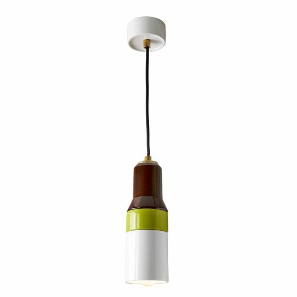 Moderne pendelleuchte aus messing und keramik in italien, asien