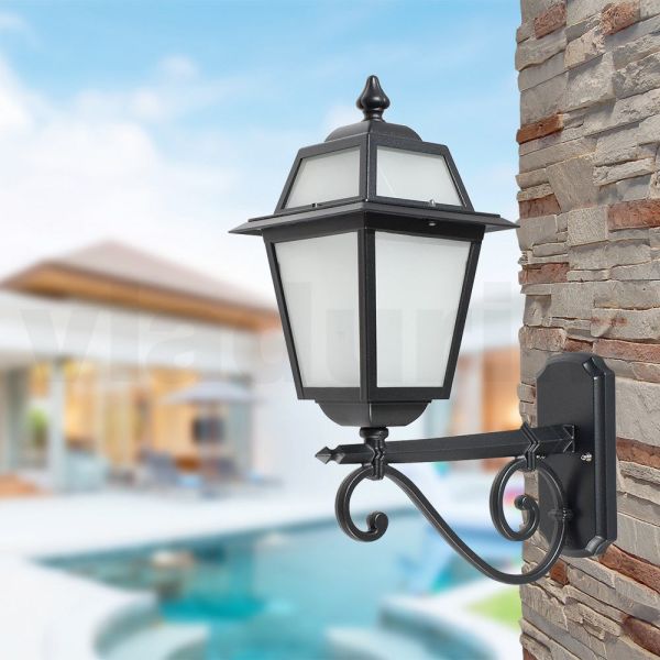 Außenlampe aus anthrazitfarbenem aluminium und glas made in italy - elric