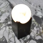 Rechteckige Lampe mit weißer Kugel und Marmorsockel Made in Italy - Koshi Viadurini