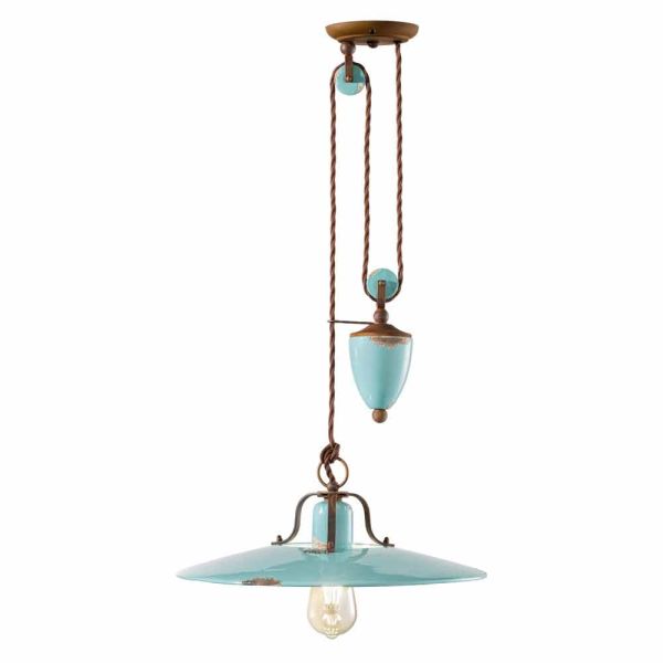 Lampe flaschenzug country aus metall und keramik evelyn