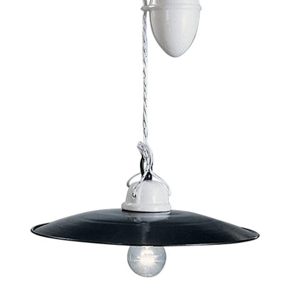 Ups and downs Pendelleuchte aus weißer Keramik und schwarzem Metall - Power Viadurini