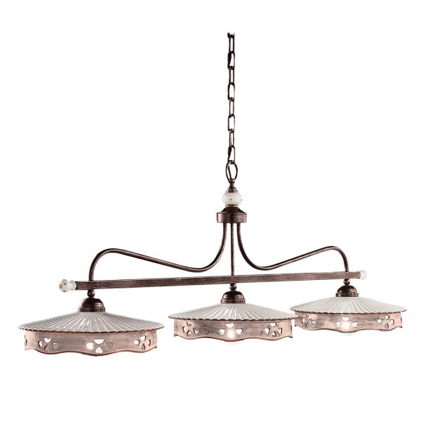 Hängelampe 3 lichter vintage keramik und handgefertigtes eisen - alessandria