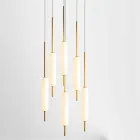 Pendelleuchte mit 1, 3 oder 6 Leuchten in Messing Modernes Design - Typha von Il Fanale Viadurini