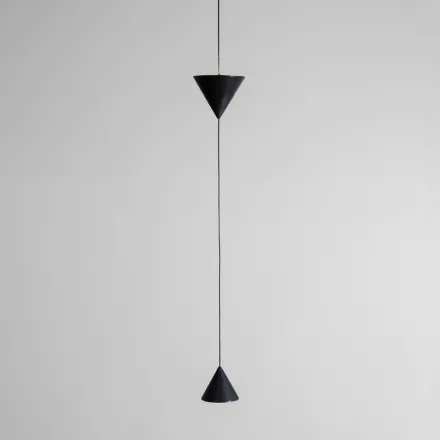 Hängende Drahtlampe aus schwarzem Aluminium und Doppelkegel-Design - Mercado Viadurini