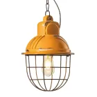 Handgefertigte Hängelampe aus Eisen und Keramik mit Gitter - Industriell Viadurini