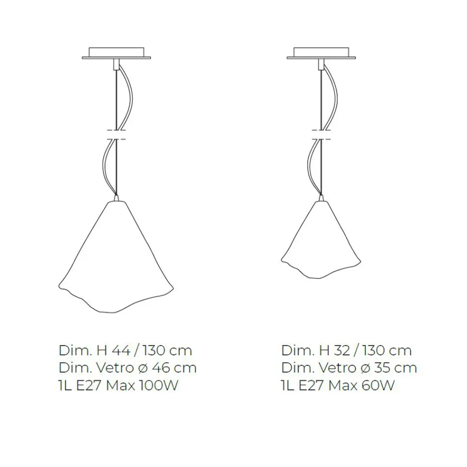 Handgefertigte Pendelleuchte aus geblasenem venezianischem Glas 35 46 cm - Mary Viadurini