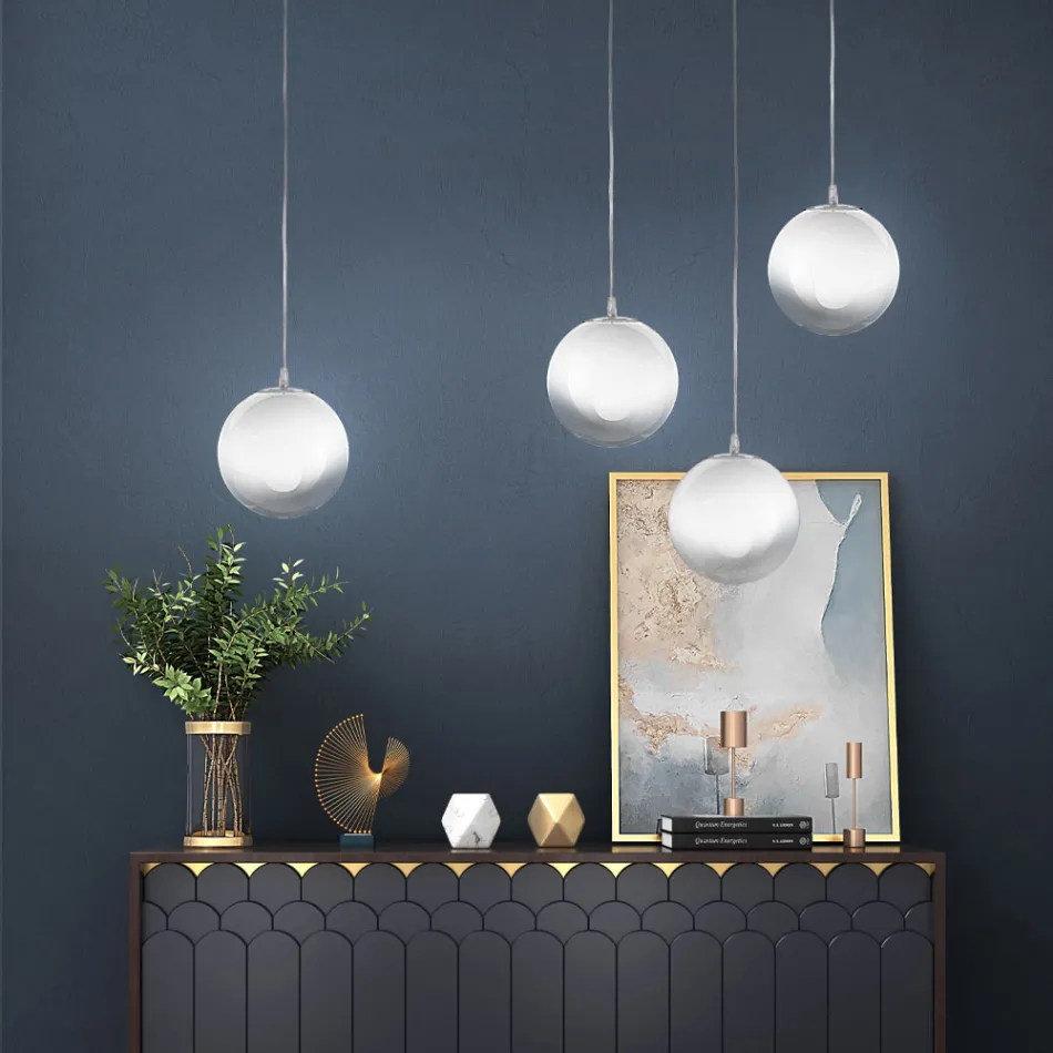 Handgefertigte Pendelleuchte aus venezianischem mundgeblasenem Überfangglas - Nova Viadurini