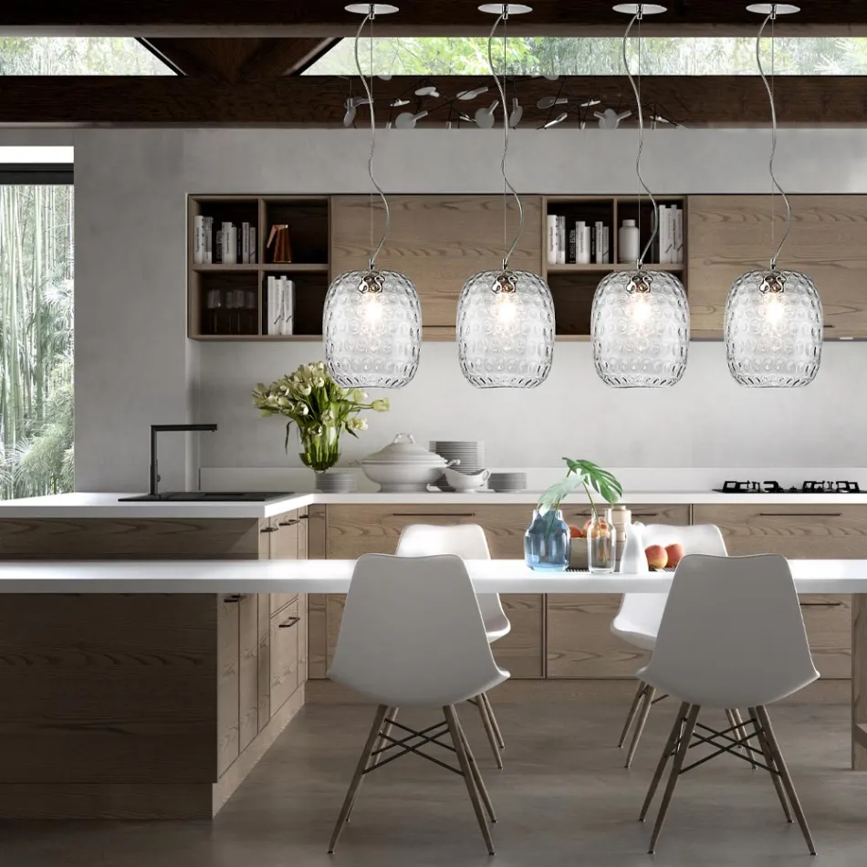 Handgefertigte Pendelleuchte aus mundgeblasenem venezianischem Glas - Cloe Balloton Viadurini