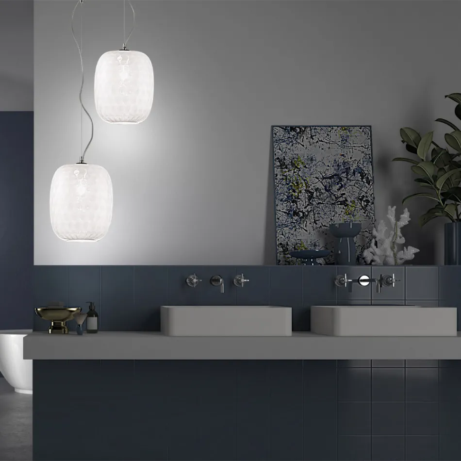 Handgefertigte Pendelleuchte aus mundgeblasenem venezianischem Glas - Cloe Balloton Viadurini