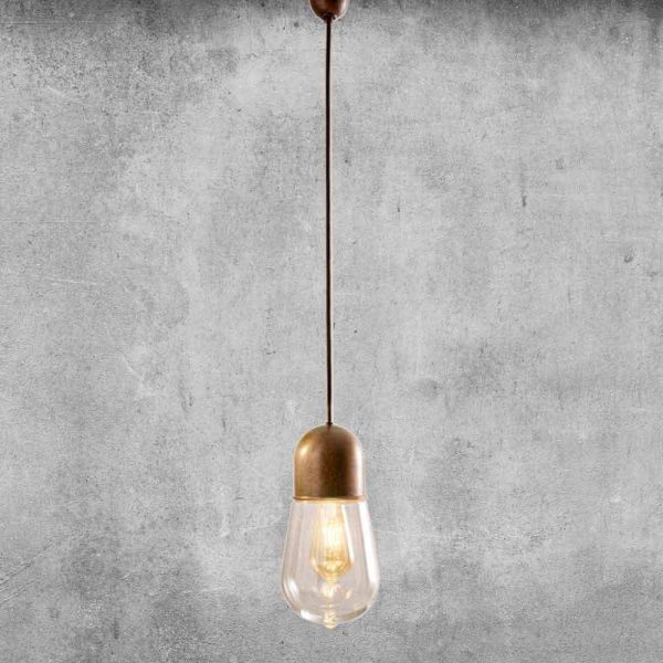 Hängelampe design vintage aus messing und glas - guinguette aldo bernardi