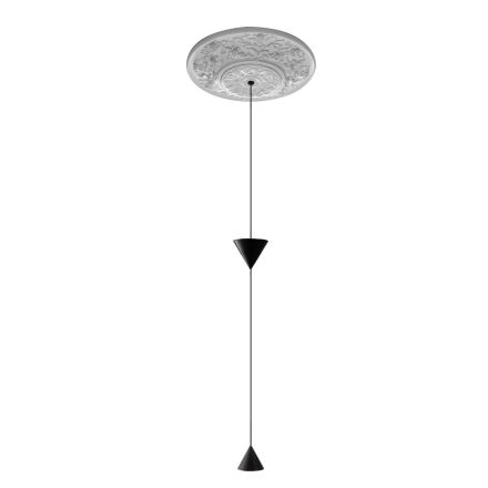 Design Pendelleuchte aus weißem Gips und schwarzem Aluminium 2 Kegel - Tesera Viadurini